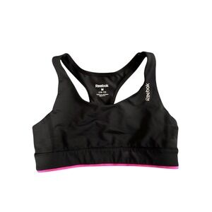 Reebok Girls Sports Bra Black Pink Trim Racerback Size M 10-12 Speedwick